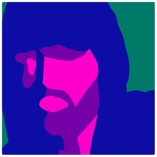 Silhouette of man in hooded sweatshirt in bright colors 