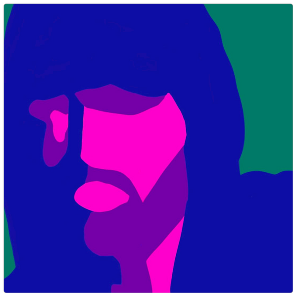 Silhouette of man in hooded sweatshirt in bright colors 