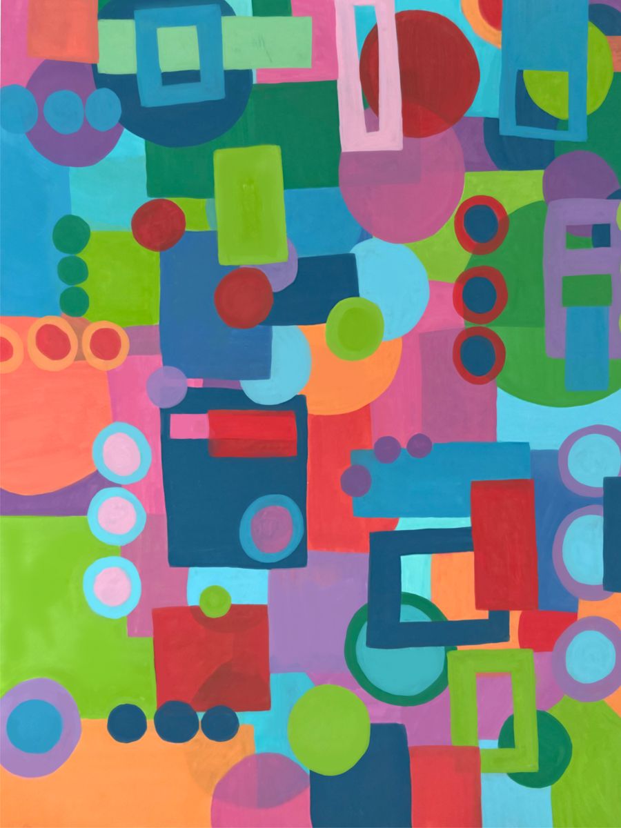 Colorful abstract pattern with multicolored geometric shapes